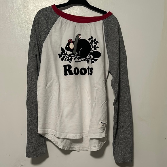 Roots Kids Raglan Shirt - White and Grey - Picture 1 of 3